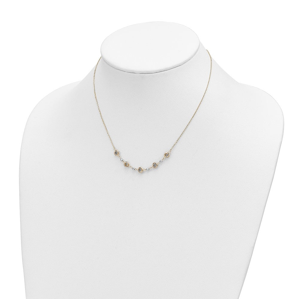 14K Two-Tone Two Tone 2 In Ext Polished Love Knots D/C Bead Necklace