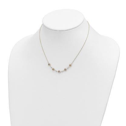 14K Two-Tone Two Tone 2 In Ext Polished Love Knots D/C Bead Necklace