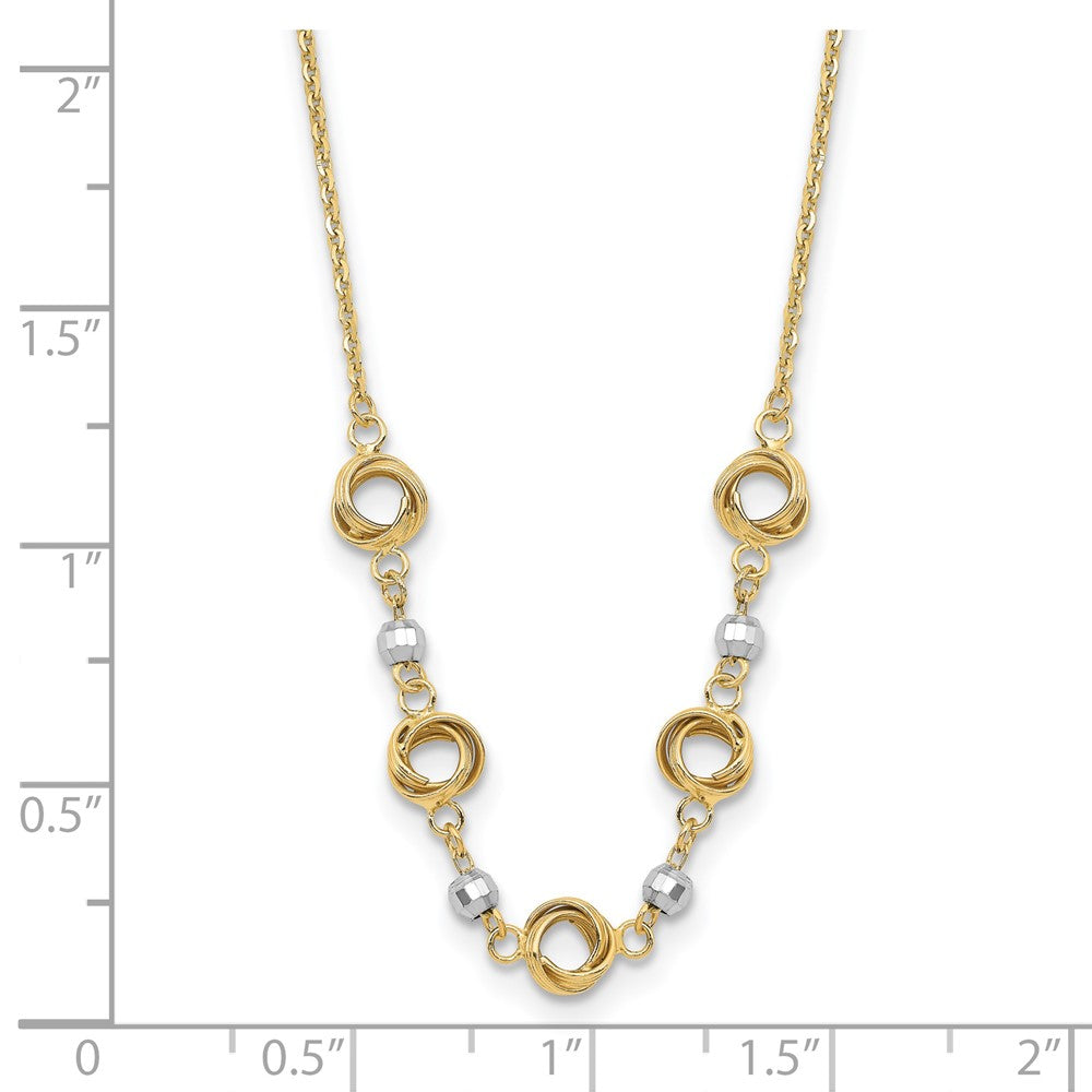 14K Two-Tone Two Tone 2 In Ext Polished Love Knots D/C Bead Necklace