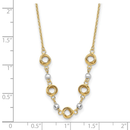 14K Two-Tone Two Tone 2 In Ext Polished Love Knots D/C Bead Necklace