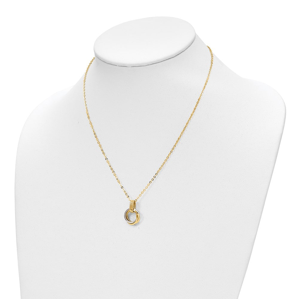 14K Two-Tone Polished Intertwined Circles W/ .25 Inch Ext Necklace