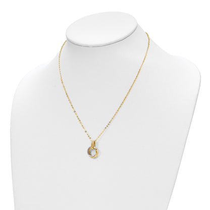 14K Two-Tone Polished Intertwined Circles W/ .25 Inch Ext Necklace