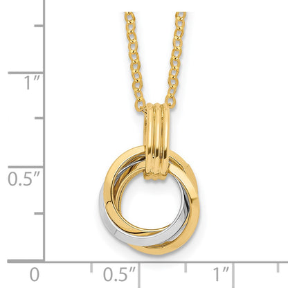 14K Two-Tone Polished Intertwined Circles W/ .25 Inch Ext Necklace