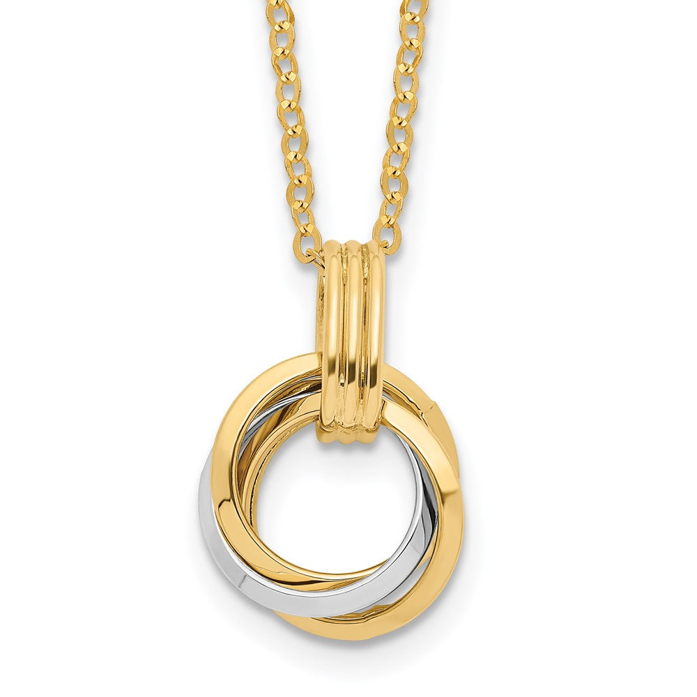 14K Two-Tone Polished Intertwined Circles W/ .25 Inch Ext Necklace