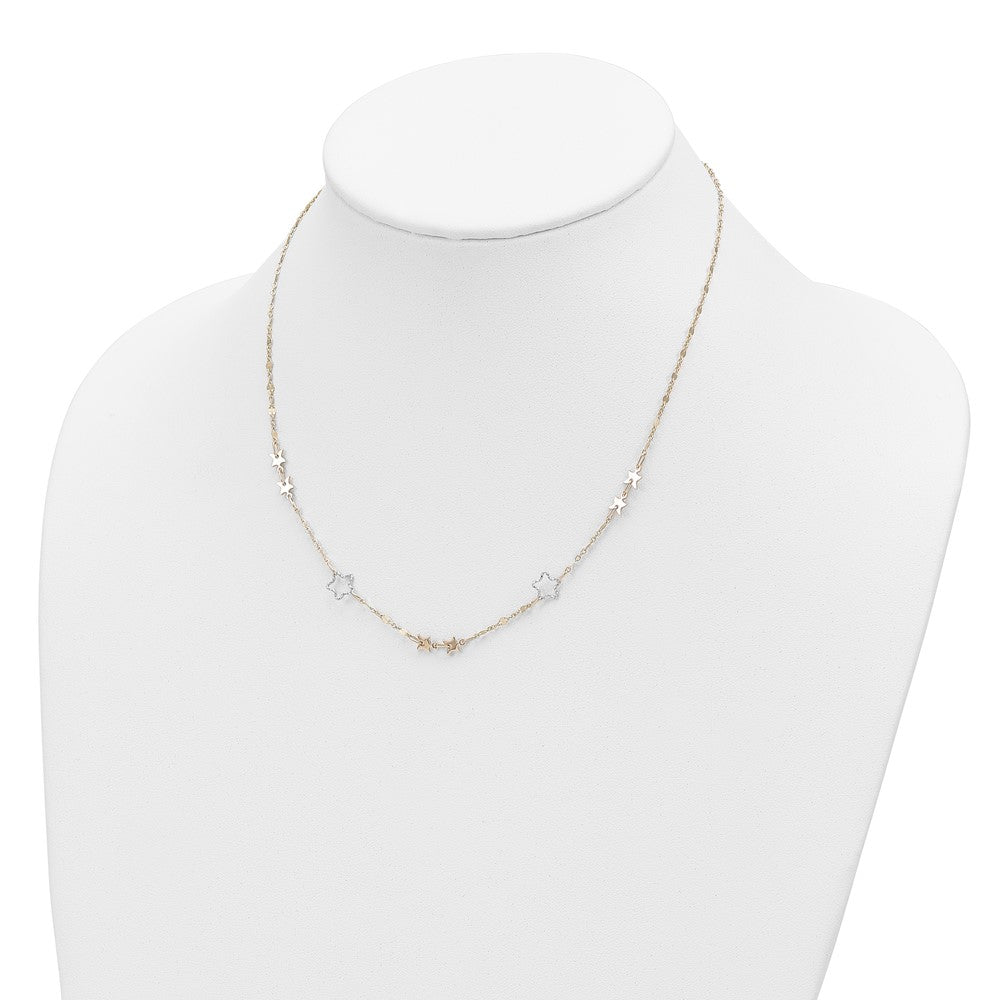 14K Two-Tone Polished Star Necklace