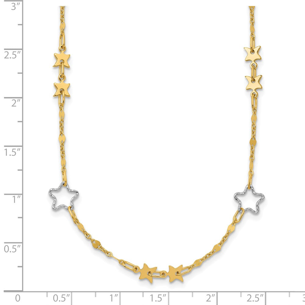 14K Two-Tone Polished Star Necklace