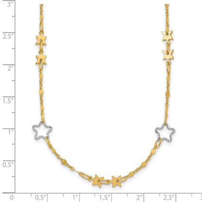 14K Two-Tone Polished Star Necklace