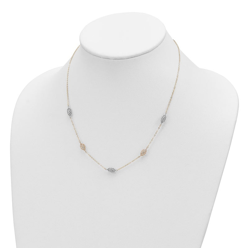 14K Two-Tone Polished Spiral 5 Station Necklace
