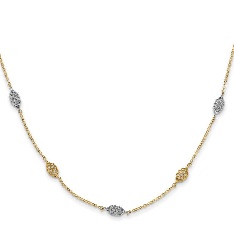 14K Two-Tone Polished Spiral 5 Station Necklace