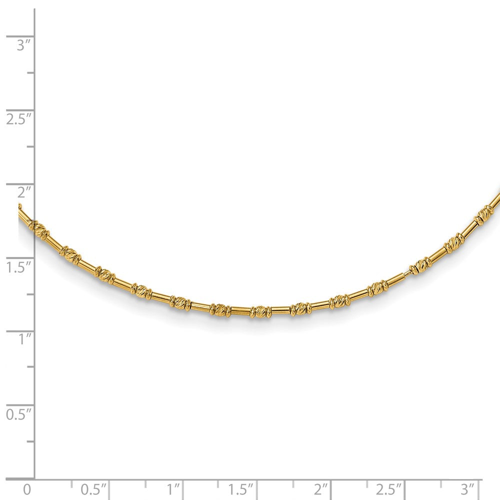 14K Yellow Gold Polished And D/C Fancy Beaded 17In Necklace