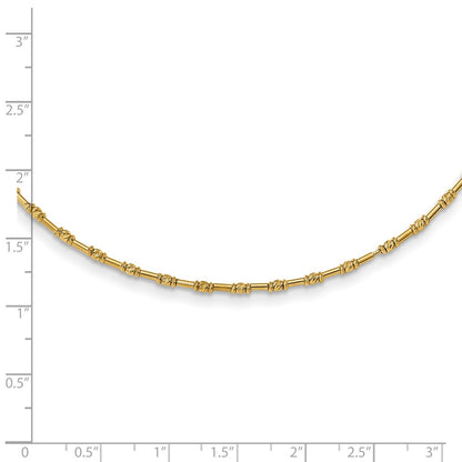14K Yellow Gold Polished And D/C Fancy Beaded 17In Necklace