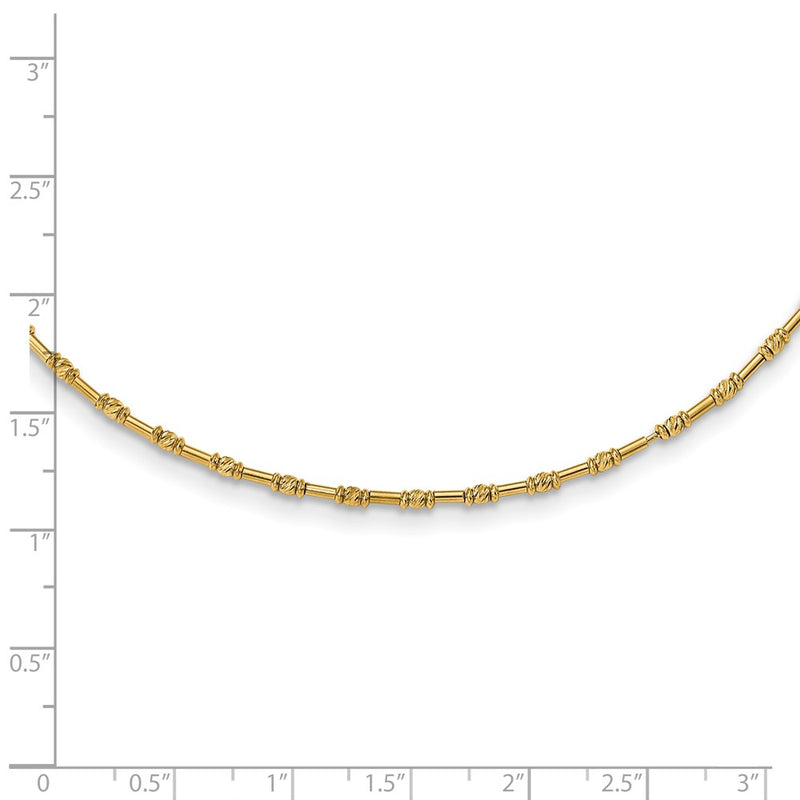 14K Yellow Gold Polished And D/C Fancy Beaded 17In Necklace