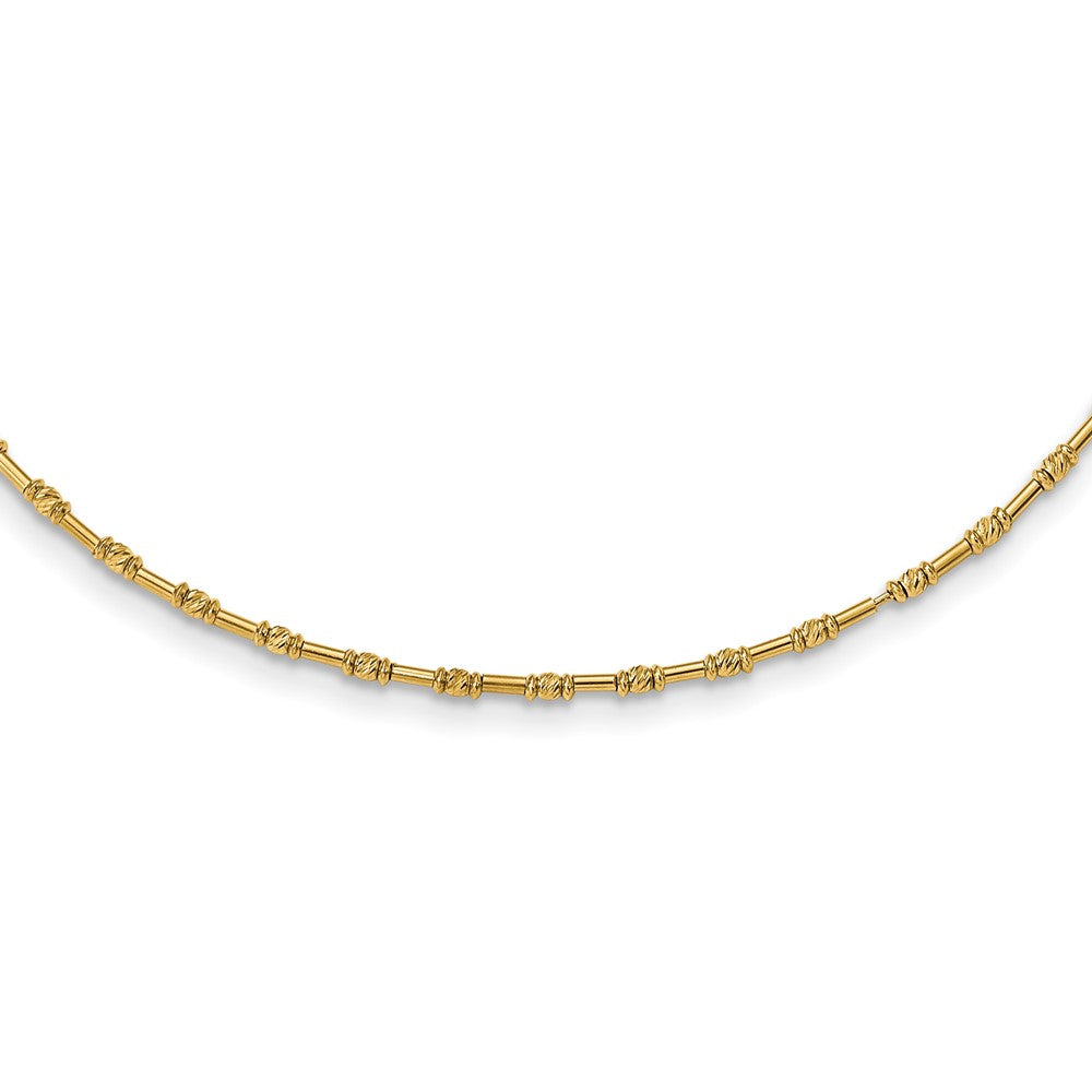 14K Yellow Gold Polished And D/C Fancy Beaded 17In Necklace