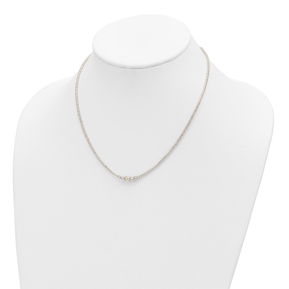 14K Two-Tone Polished D/C Beaded 17In Necklace