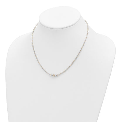 14K Two-Tone Polished D/C Beaded 17In Necklace