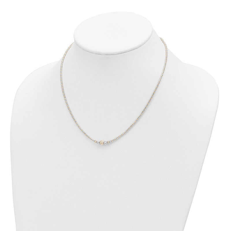14K Two-Tone Polished D/C Beaded 17In Necklace