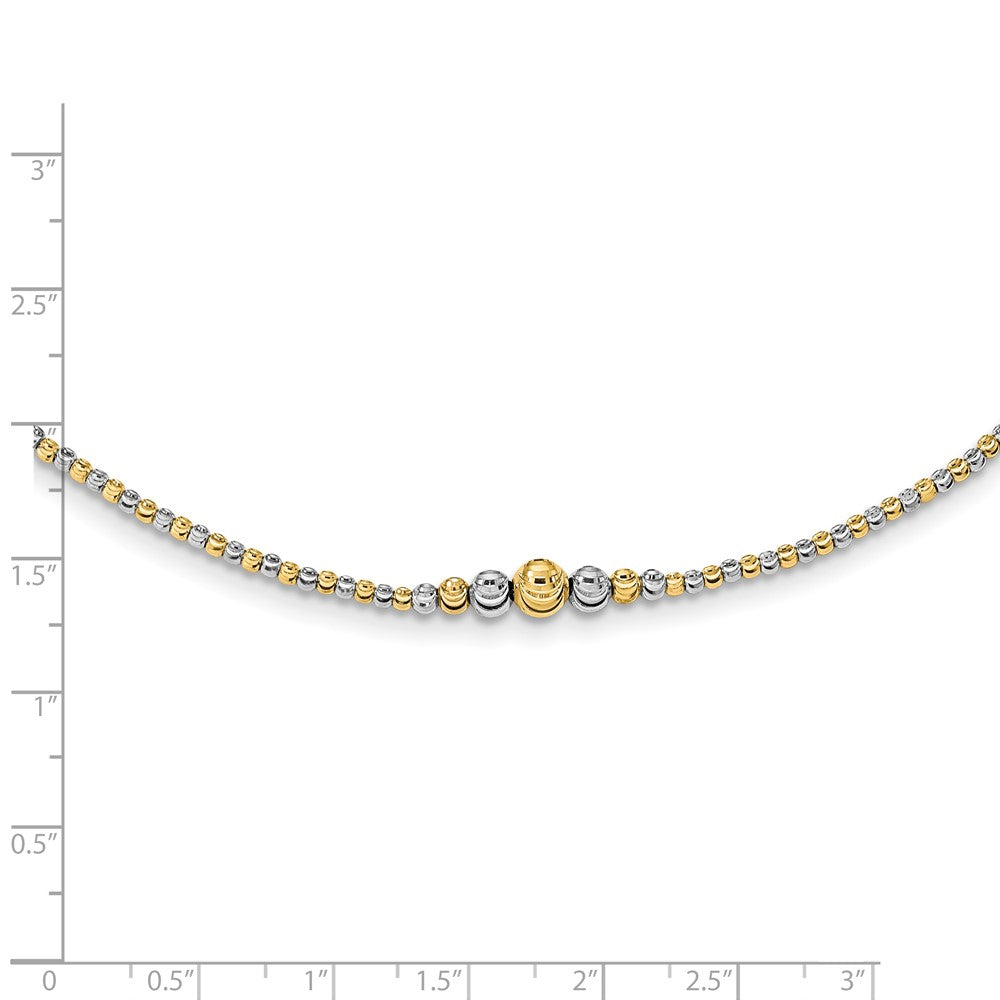 14K Two-Tone Polished D/C Beaded 17In Necklace