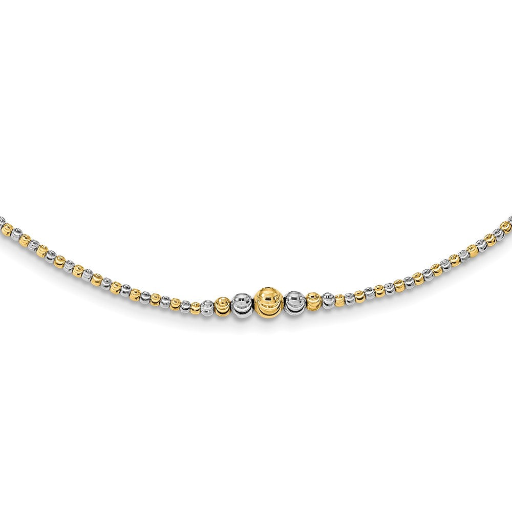 14K Two-Tone Polished D/C Beaded 17In Necklace