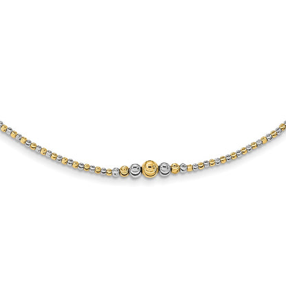 14K Two-Tone Polished D/C Beaded 17In Necklace