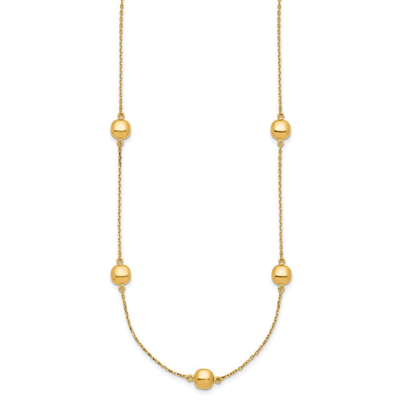 14K Yellow Gold Polished 5 Station 16In W/2 In Ext. Necklace