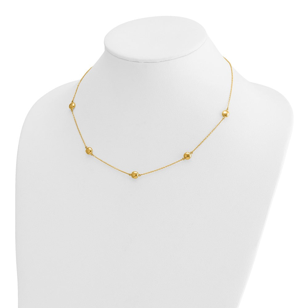 14K Yellow Gold Polished 5 Station 16In W/2 In Ext. Necklace