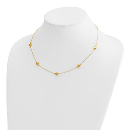 14K Yellow Gold Polished 5 Station 16In W/2 In Ext. Necklace