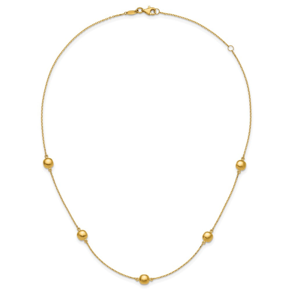 14K Yellow Gold Polished 5 Station 16In W/2 In Ext. Necklace