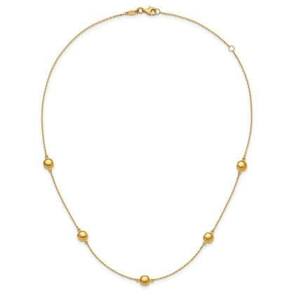 14K Yellow Gold Polished 5 Station 16In W/2 In Ext. Necklace