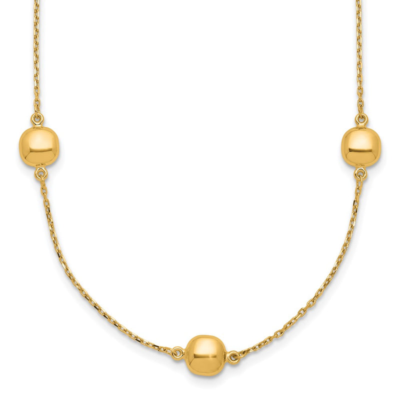 14K Yellow Gold Polished 5 Station 16In W/2 In Ext. Necklace