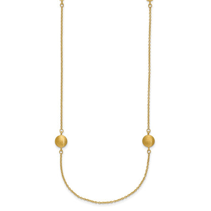 14K Yellow Gold Brushed And Polished 8 Station Fancy 36In Necklace
