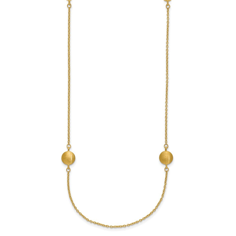 14K Yellow Gold Brushed And Polished 8 Station Fancy 36In Necklace