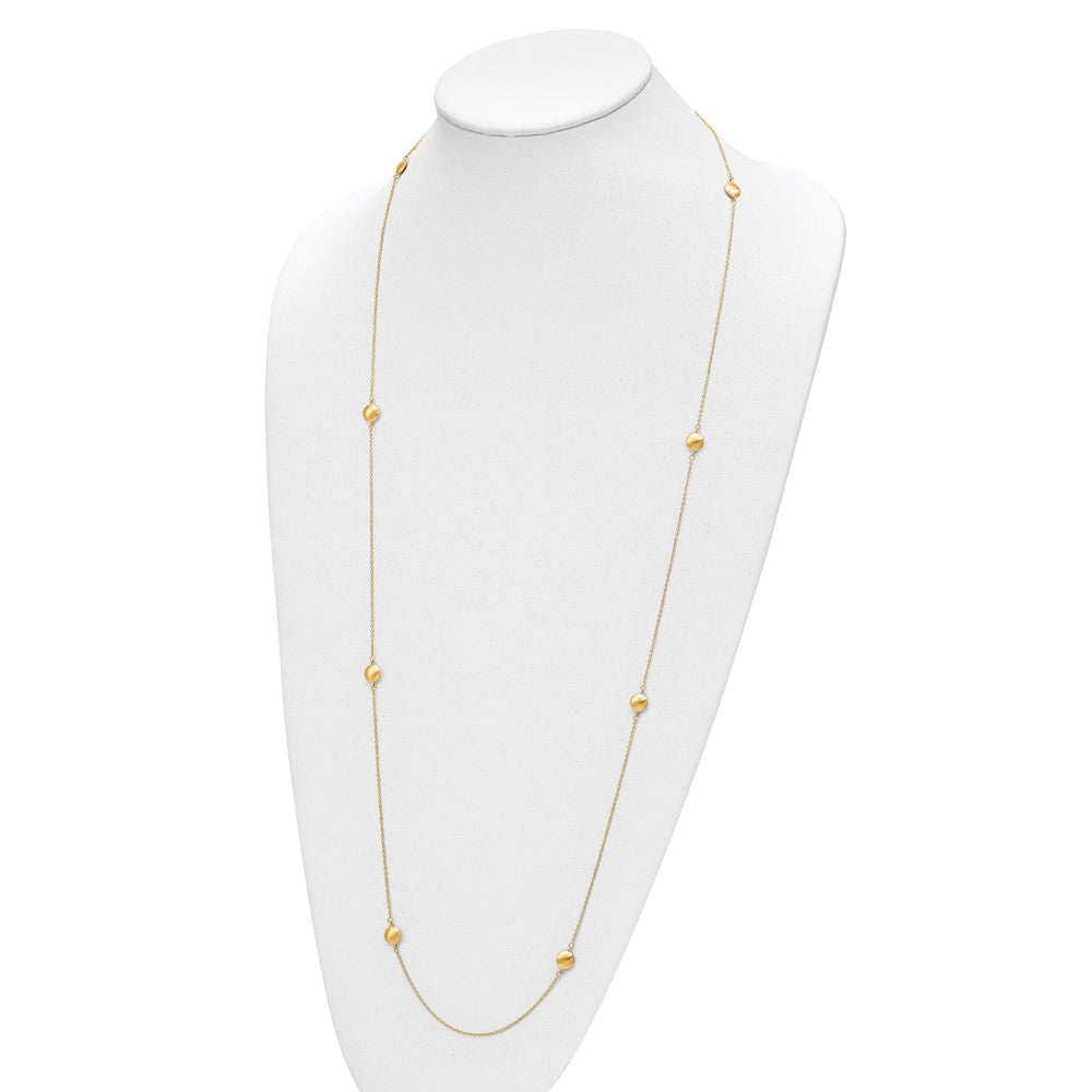 14K Yellow Gold Brushed And Polished 8 Station Fancy 36In Necklace