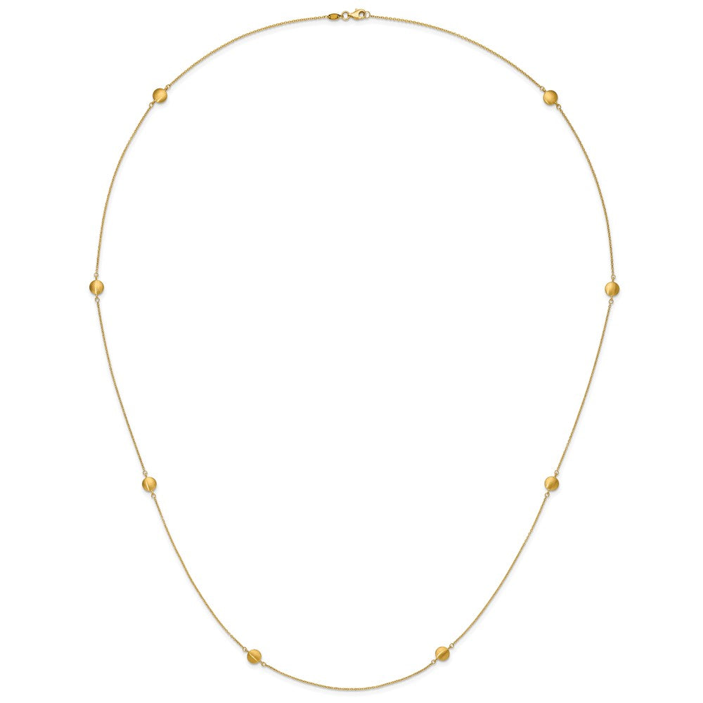 14K Yellow Gold Brushed And Polished 8 Station Fancy 36In Necklace