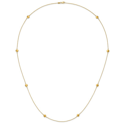 14K Yellow Gold Brushed And Polished 8 Station Fancy 36In Necklace