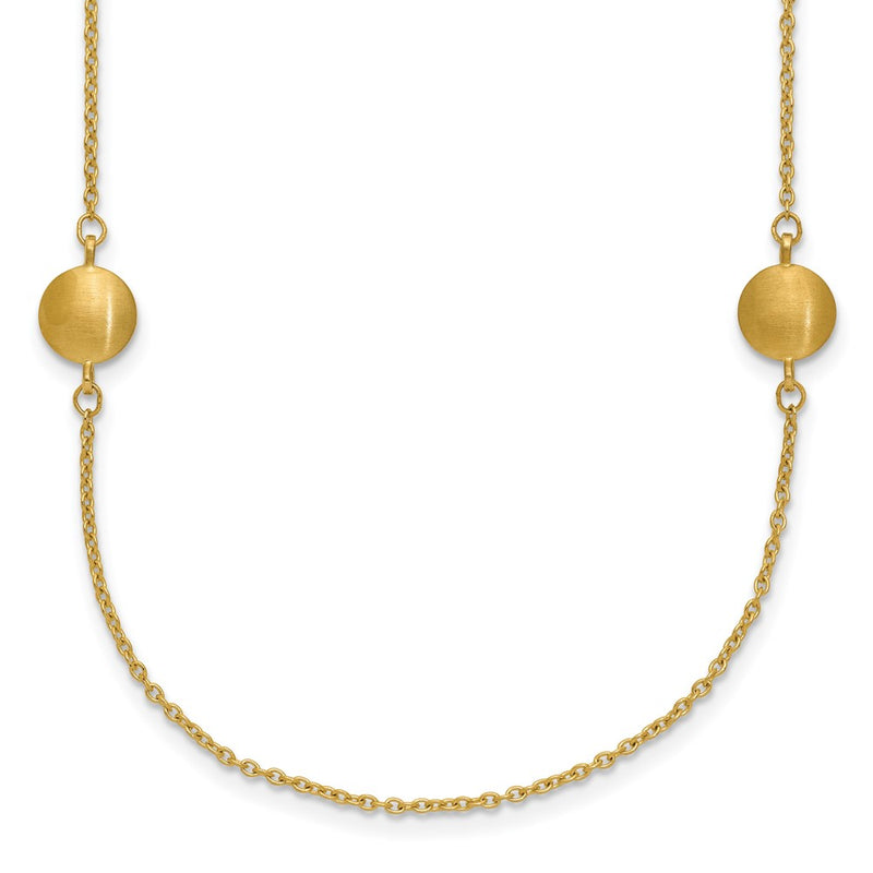 14K Yellow Gold Brushed And Polished 8 Station Fancy 36In Necklace