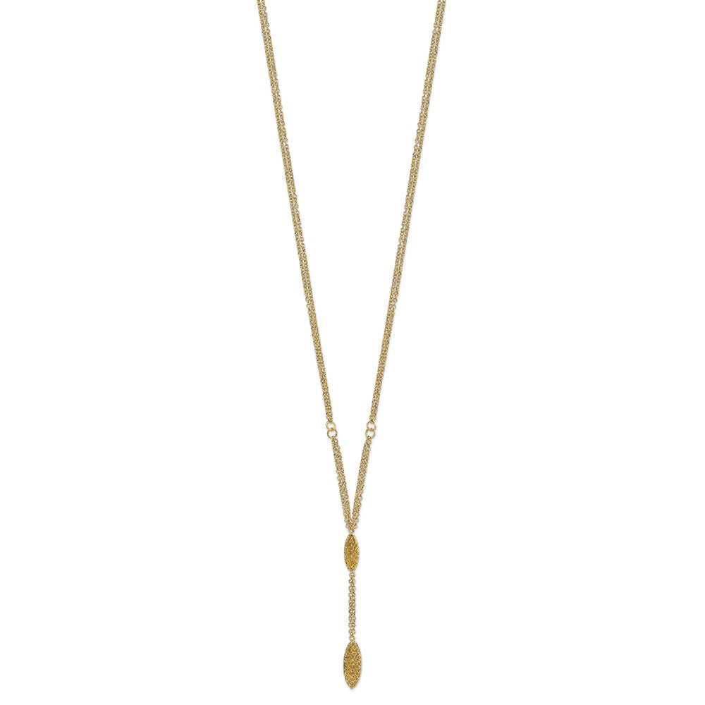 14K Yellow Gold Fancy Y Diamond-Cut Drop W/1In Ext. Necklace