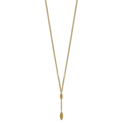 14K Yellow Gold Fancy Y Diamond-Cut Drop W/1In Ext. Necklace