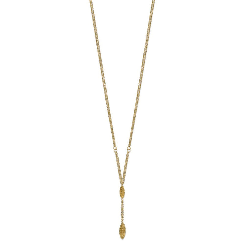 14K Yellow Gold Fancy Y Diamond-Cut Drop W/1In Ext. Necklace