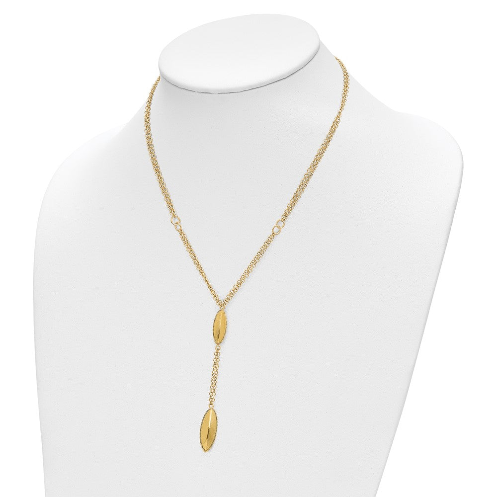 14K Yellow Gold Fancy Y Diamond-Cut Drop W/1In Ext. Necklace