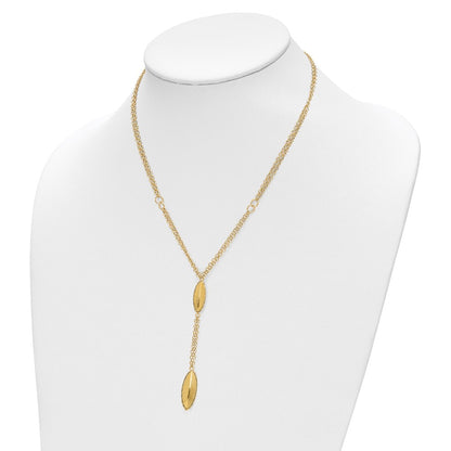 14K Yellow Gold Fancy Y Diamond-Cut Drop W/1In Ext. Necklace