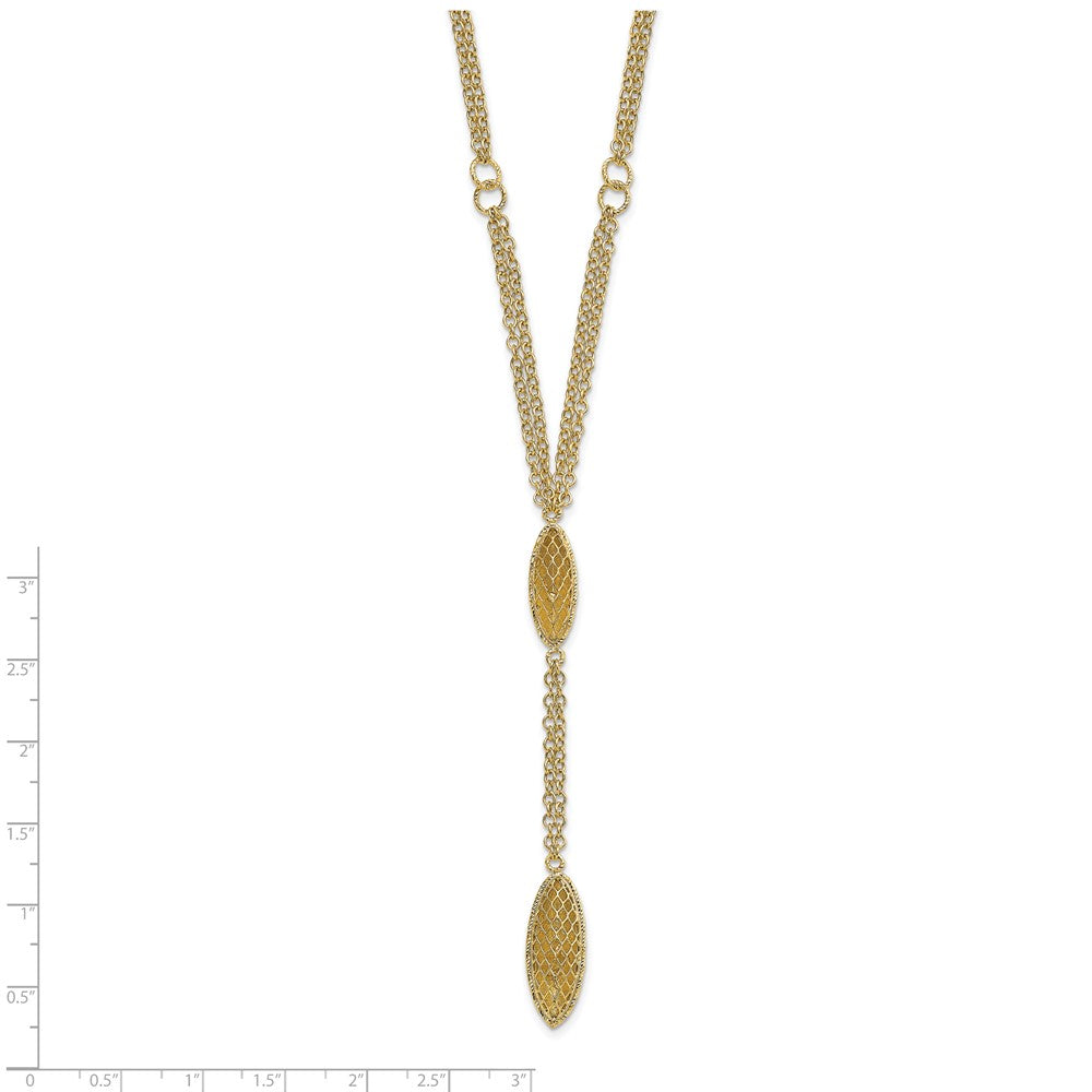 14K Yellow Gold Fancy Y Diamond-Cut Drop W/1In Ext. Necklace