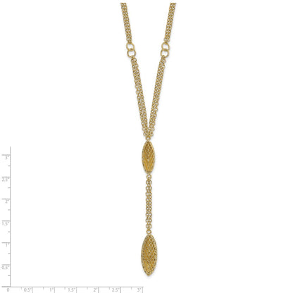14K Yellow Gold Fancy Y Diamond-Cut Drop W/1In Ext. Necklace