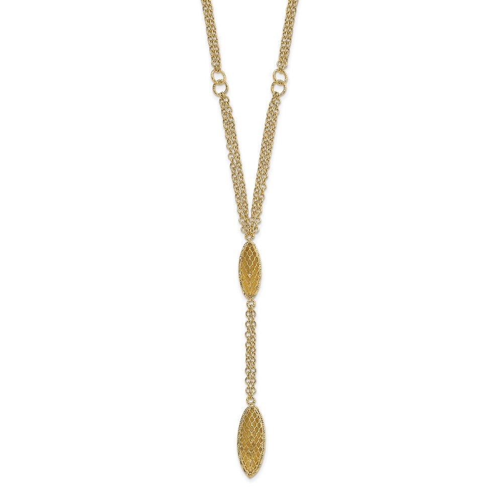 14K Yellow Gold Fancy Y Diamond-Cut Drop W/1In Ext. Necklace