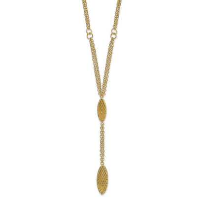 14K Yellow Gold Fancy Y Diamond-Cut Drop W/1In Ext. Necklace