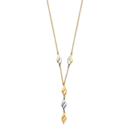 14K Two-Tone Polished Fancy Y Drop Necklace