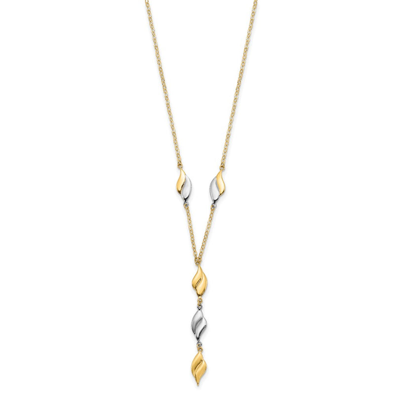 14K Two-Tone Polished Fancy Y Drop Necklace
