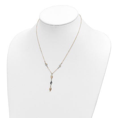 14K Two-Tone Polished Fancy Y Drop Necklace