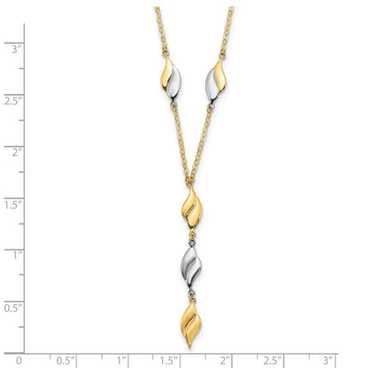 14K Two-Tone Polished Fancy Y Drop Necklace