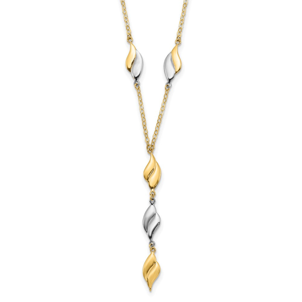 14K Two-Tone Polished Fancy Y Drop Necklace
