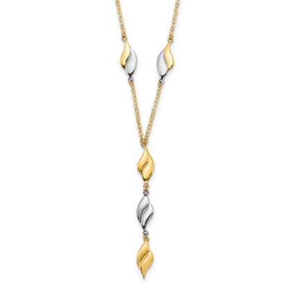 14K Two-Tone Polished Fancy Y Drop Necklace